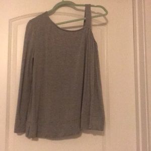 Grey Cold Shoulder long sleeve shirt